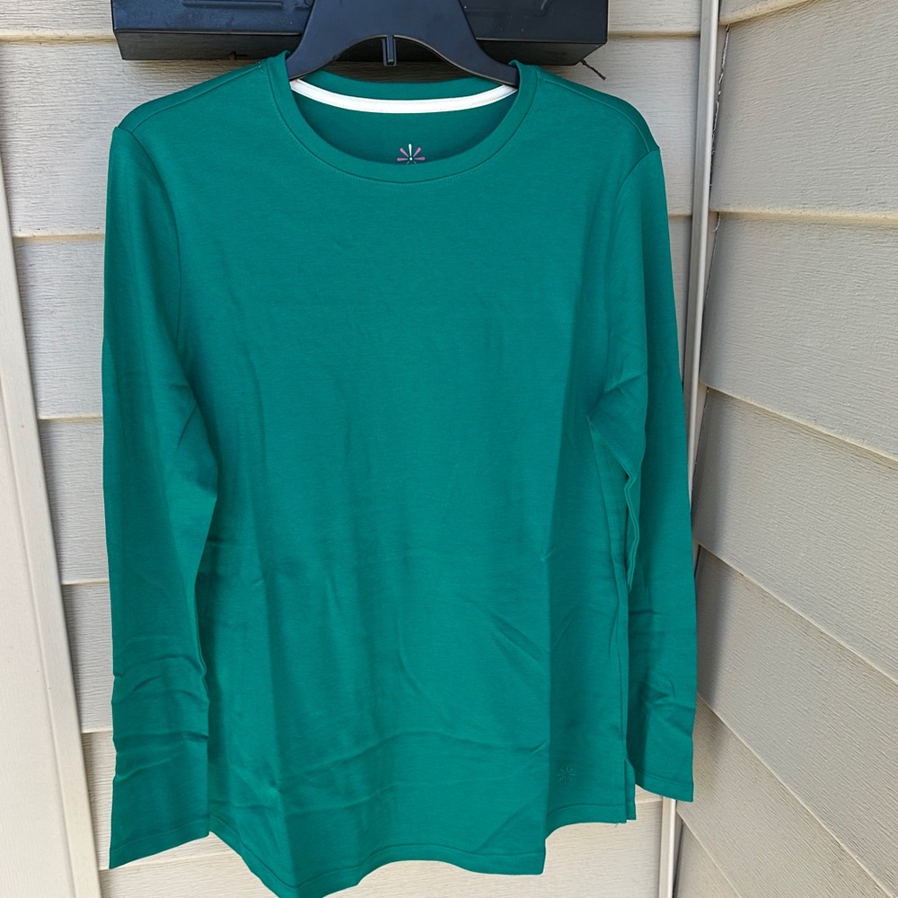 Isaac Mizrahi Pima Cotton Women’s Teal Long Sleeve Shirt, Size Medium